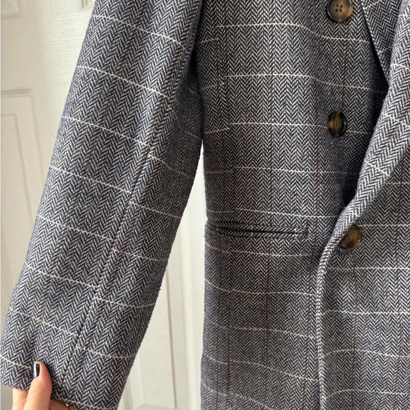 Mango Charcoal Checkered Woolen Blend Blazer - Picture 3 of 4